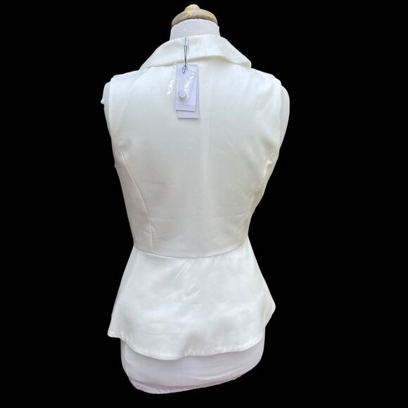 NWT!  Jason Wu White Peplum Button-Front Tencel  Vest - Size 4 - Picture 5 of 16